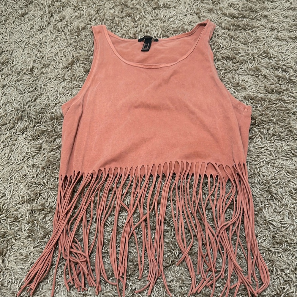 Cropped Fringe Tank Top